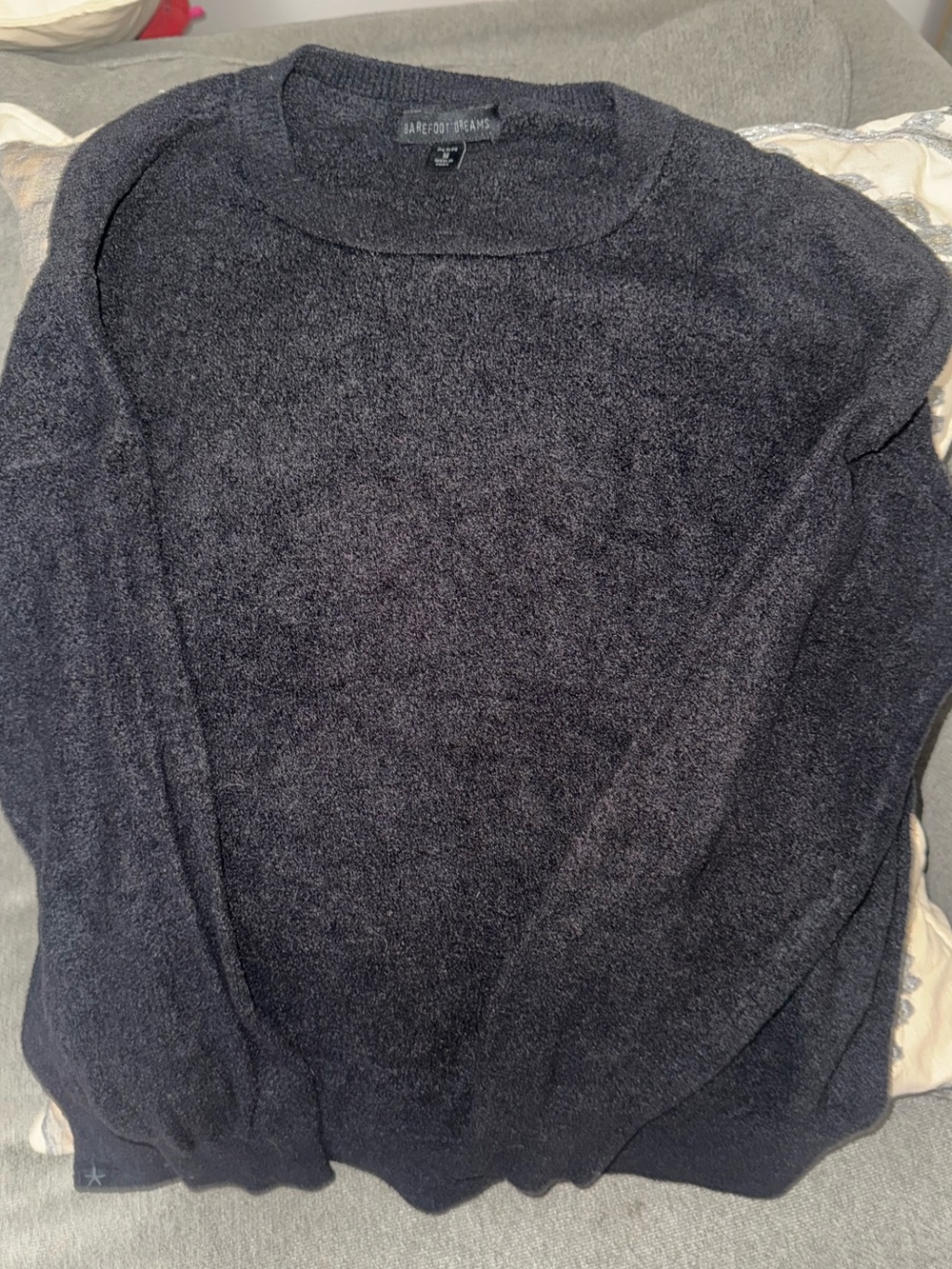 Barefoot Dreams Women’s Petite Medium Dark Charcoal Crewneck Pullover